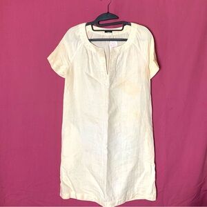 J. Crew Ivory and Gold V-neck Dress